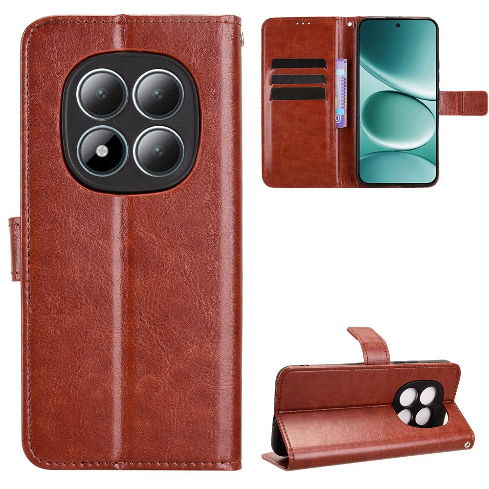 For Xiaomi Redmi Note 15 Pro 5G (Global) PU Leather Case with Strap Crazy Horse Texture Phone Wallet Cover
