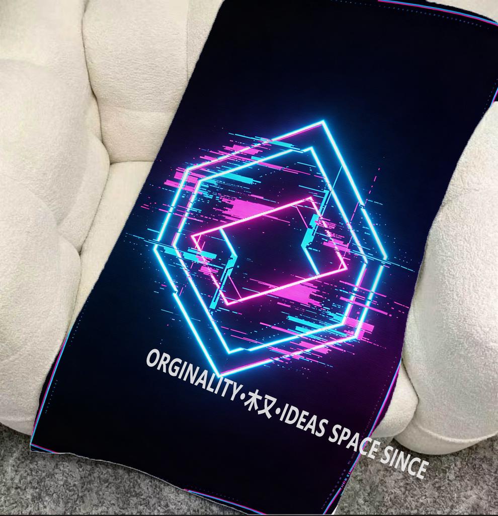 Cyber Glitch Geometric Beach Towel Patterned Sunscreen And Windproof Suitable For Swimming Pool Camping Travel Blanket