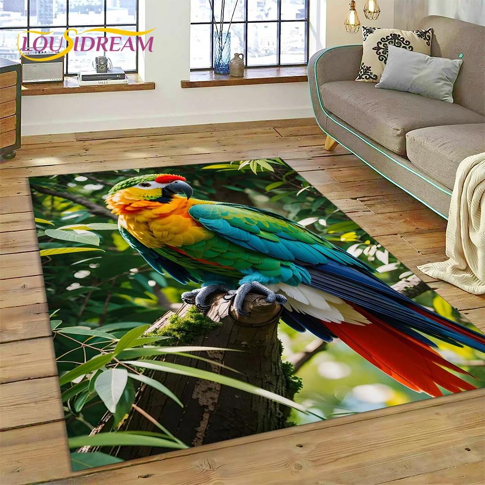 Colorful Parrot Macaw Budgerigar Bird Carpet Rug for Home Living Room Bedroom Sofa Doormat Decor,kid Area Rug Non-slip Floor Mat