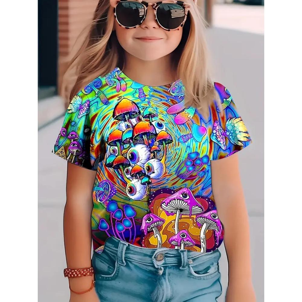 New summer girls short-sleeved T-shirt animal 3D digital printing trend casual loose tops