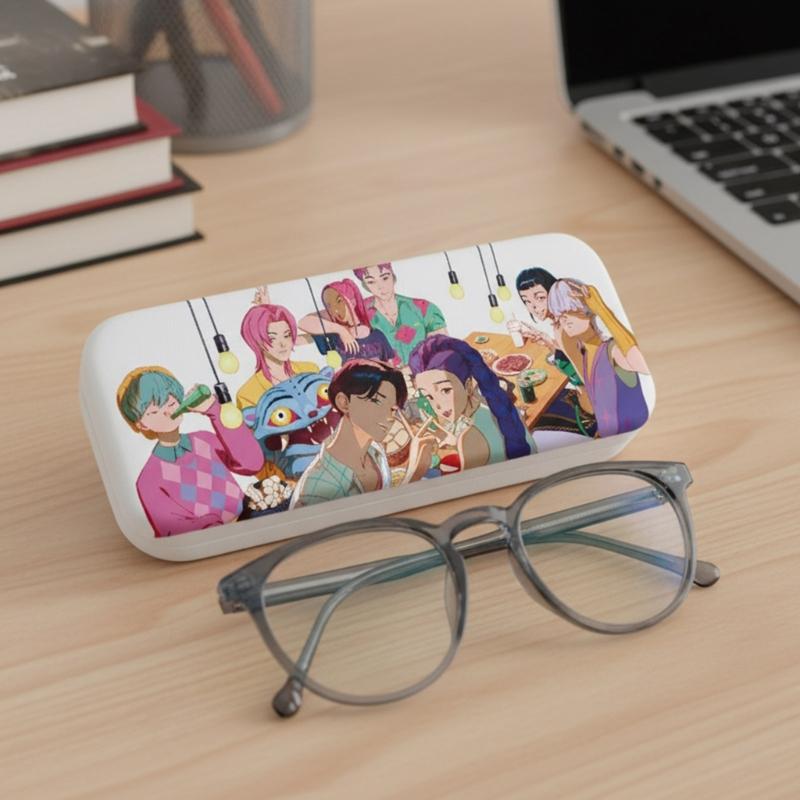 Anime PU Leather Glasses Case Witch Hunters Design Soft Lining for Scratch Prevent Eyewear Holder for Daily Travel Use