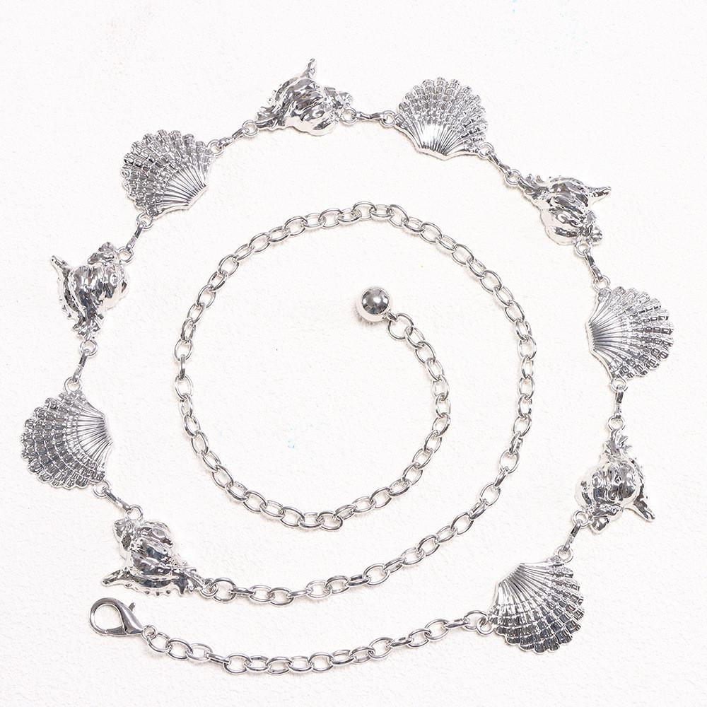 Bohemian Beach Shell Waist Chain With Metal Starfish And Conch Body Chain For Women