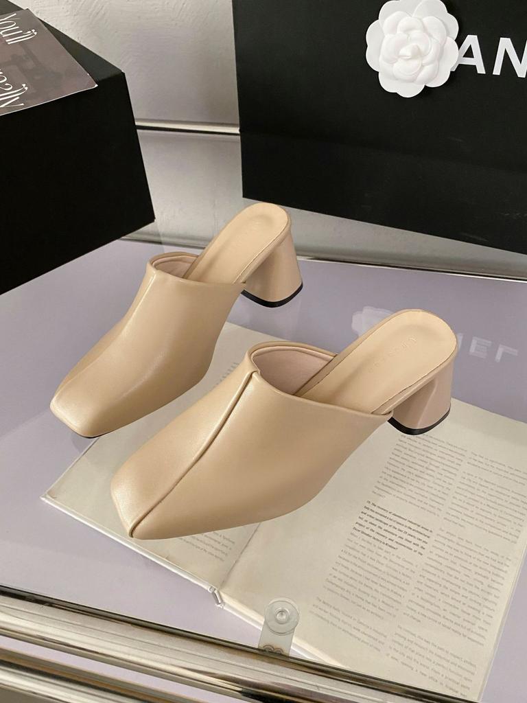 Thick heel women's slippers wish new bag head height increase thin women's shoes 2025 Korean version comfortable foreign trade cool slippers