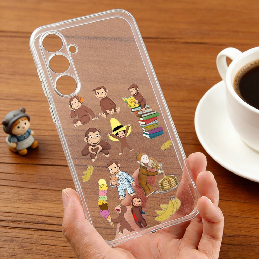 C-Curious G-George M-Monkey  Phone Case For Samsung S30,23,21,22,20, FE lite,S10,9,8,7 PIus Note20ultra Soft Transparent