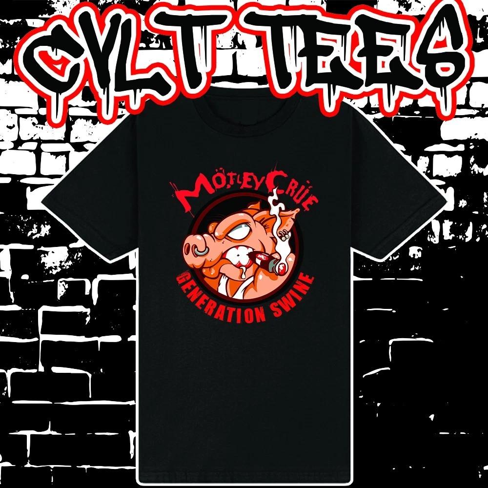 Men s and Women s T-shirts Motley Crue Generation Swine Band Tee 100% Cotton XXXL