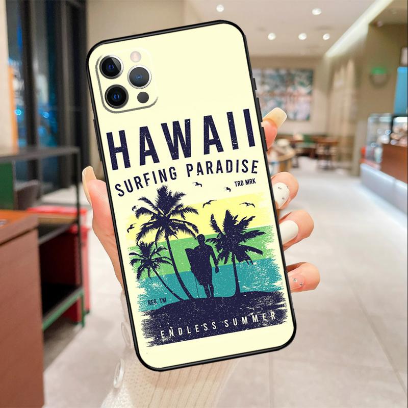 Palms Beach Surf Phone Case For iPhone 16 15 14 11 12 13 17 Pro Max mini 15 Plus 16e 17 Air Protective Cover