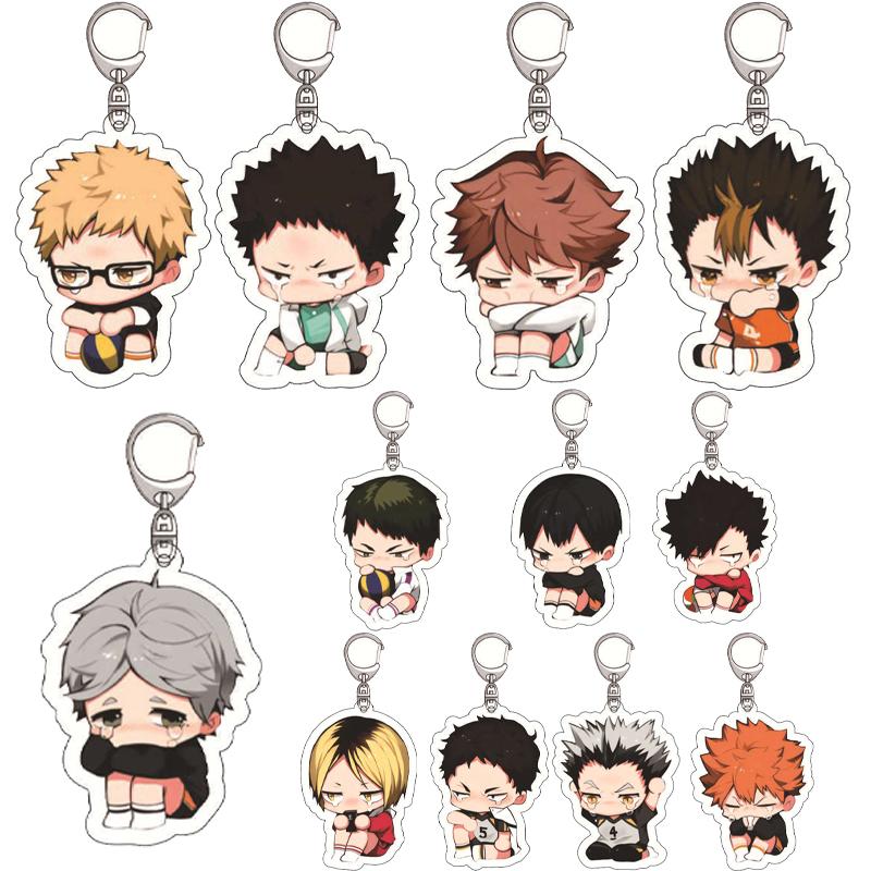 Haikyuu!! Hinata Shoyo Tobio Kageyama Daichi Sawamura Character Acrylic Car Keychain Cartoon Anime Charm Pendant Accessories