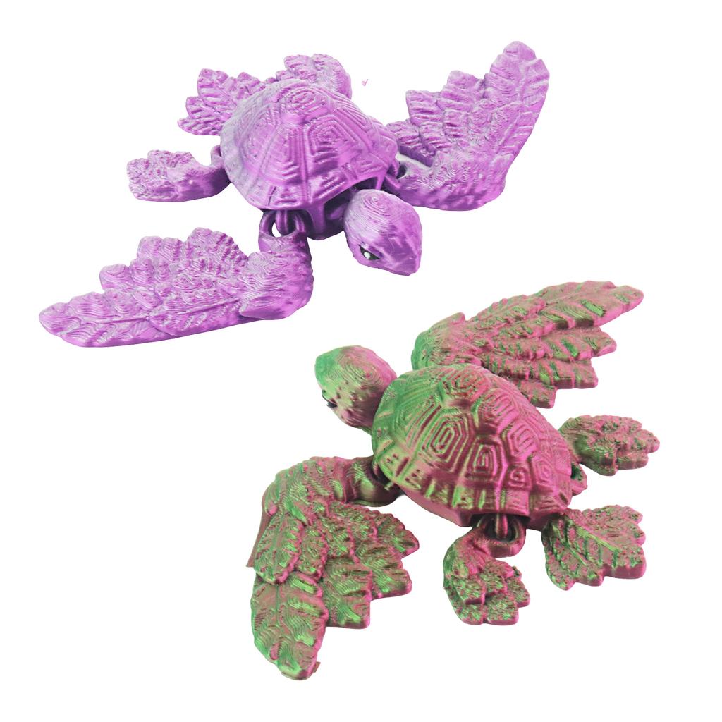 Innovative 3D Printed Winged Turtle, Movable Joint Design, Stress Relieving Turtle Statue, Desktop Decoration
