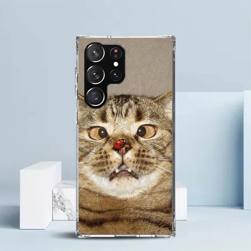 Haustier Katze Lustige Memes Weiche Hülle für Samsung Galaxy S25 Edge S26 S24 S23 Ultra Handyhülle S22 S21 Plus S20 FE Muster Schale