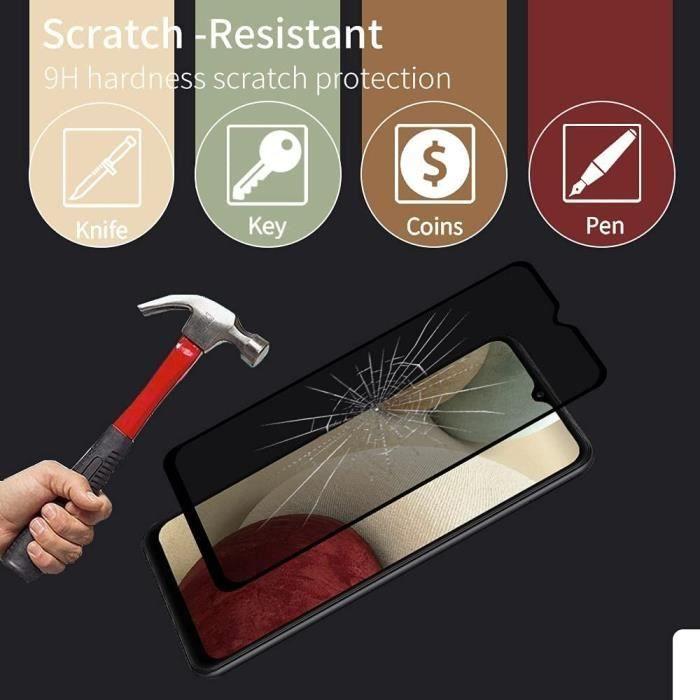 Film de protection en verre trempé anti espion pour Samsung Galaxy A12 - Noir