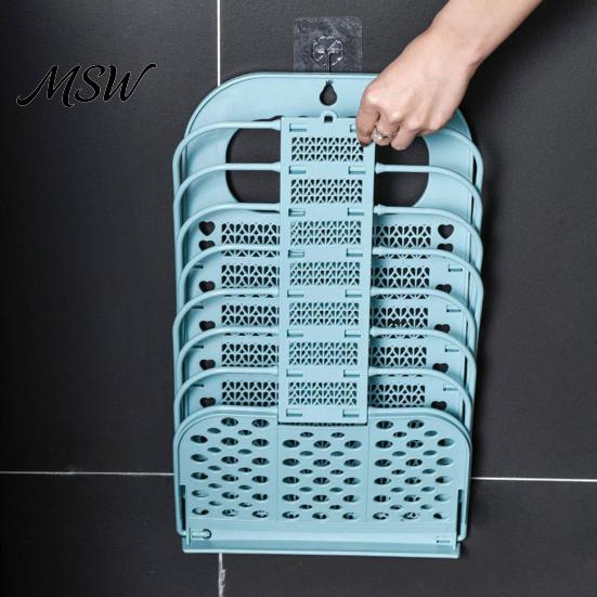 Dorm Room Essentials for Students Foldable Laundry Basket, Breathable Hollow Design, Wall Mounted No Drill Organizer Space Saving Organizer, Bathroom