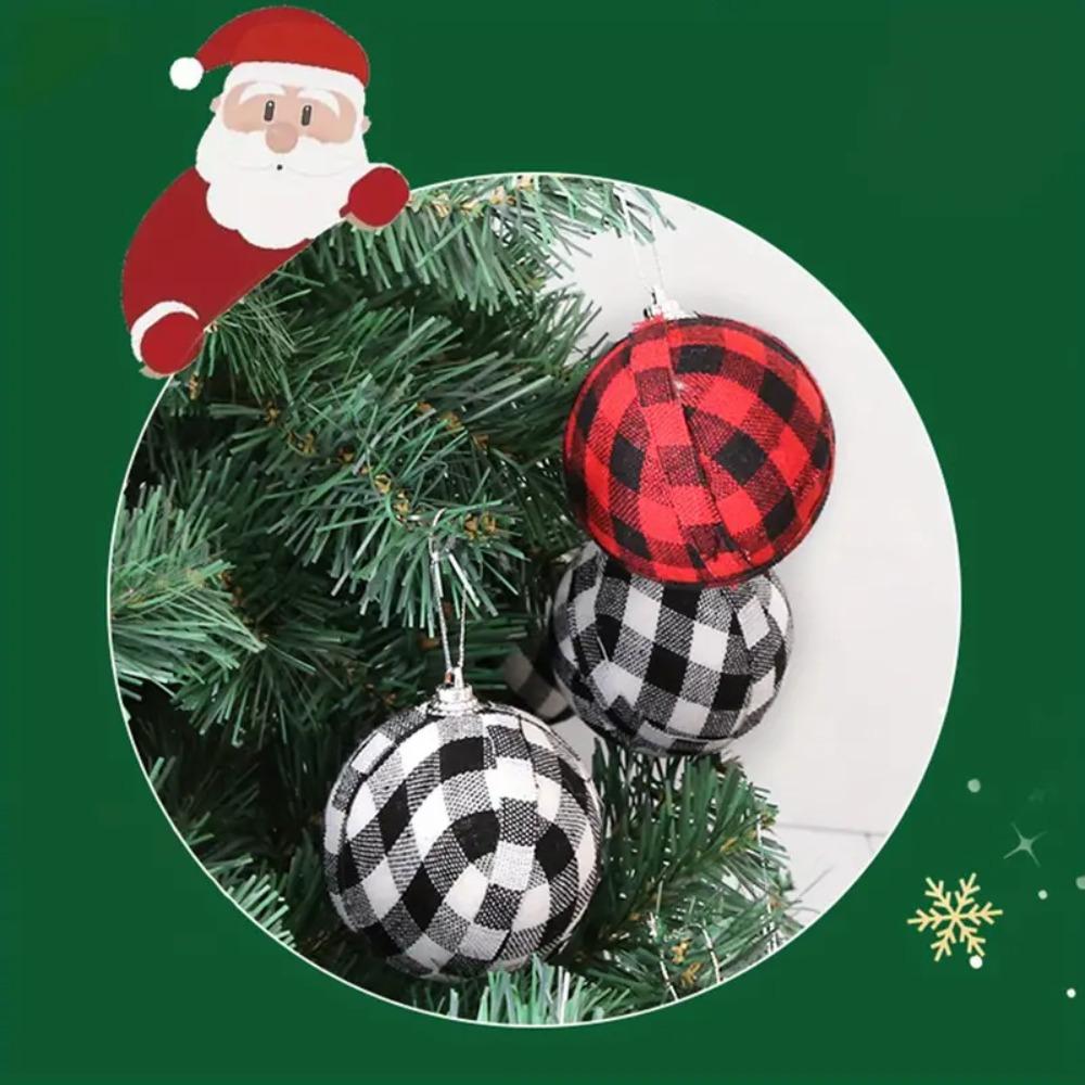 6 ks/sáček Vintage kostkovaná látková koule Pěnový materiál Vánoční ozdoby Sváteční párty
