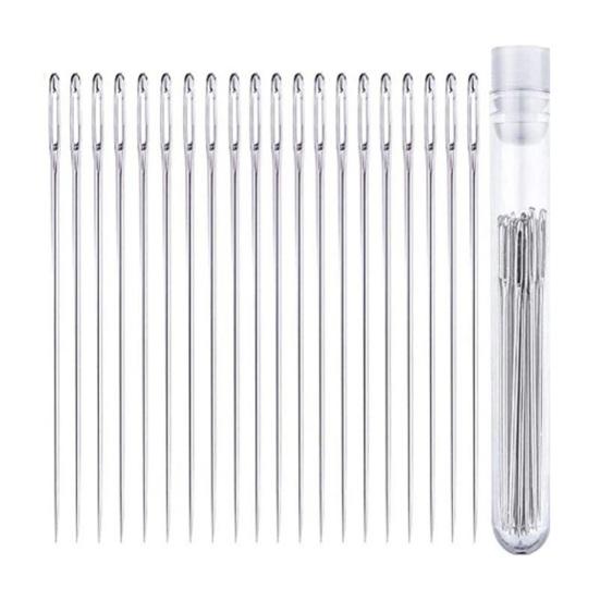1 Set Big Eye Needles Stainless Steel Sewing Needles with Clear Storage Tube Assorted Sizes Sharp Needles for Hand
