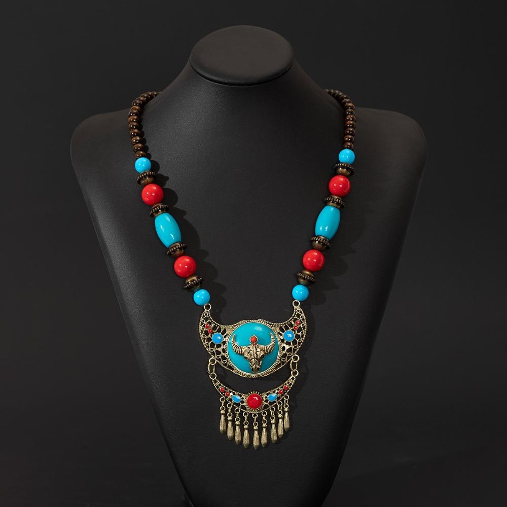Women Head Chain Ethnic Style Forehead Chain Eyebrow Pendant Beads Tassels Headbands  Party