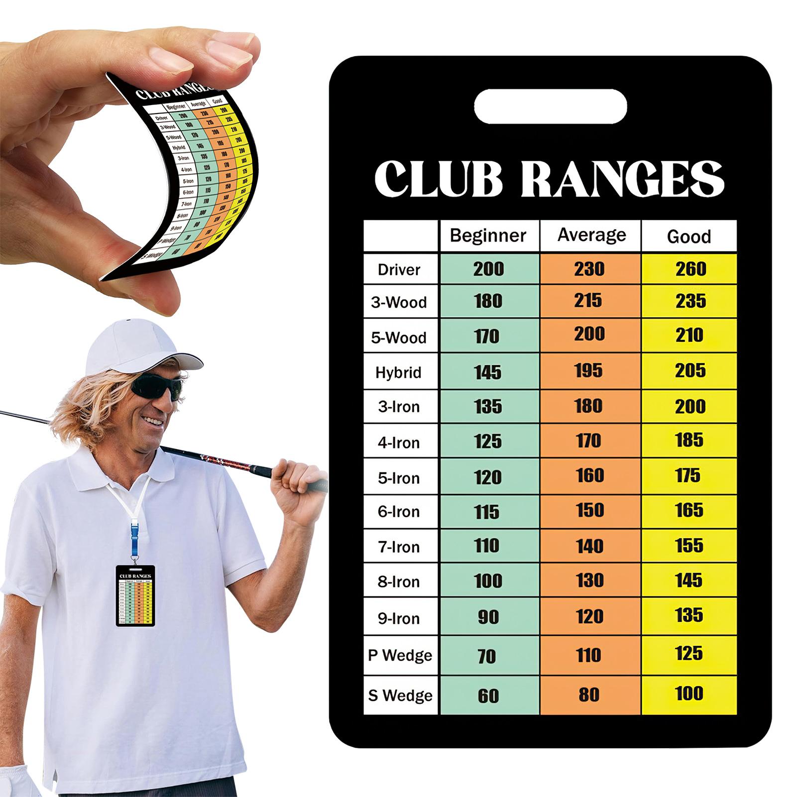 

Golf Club Range Chart Card Sturdy Durable Quick Reference Yardage Card Funny Present for Golfers Friends чёрный