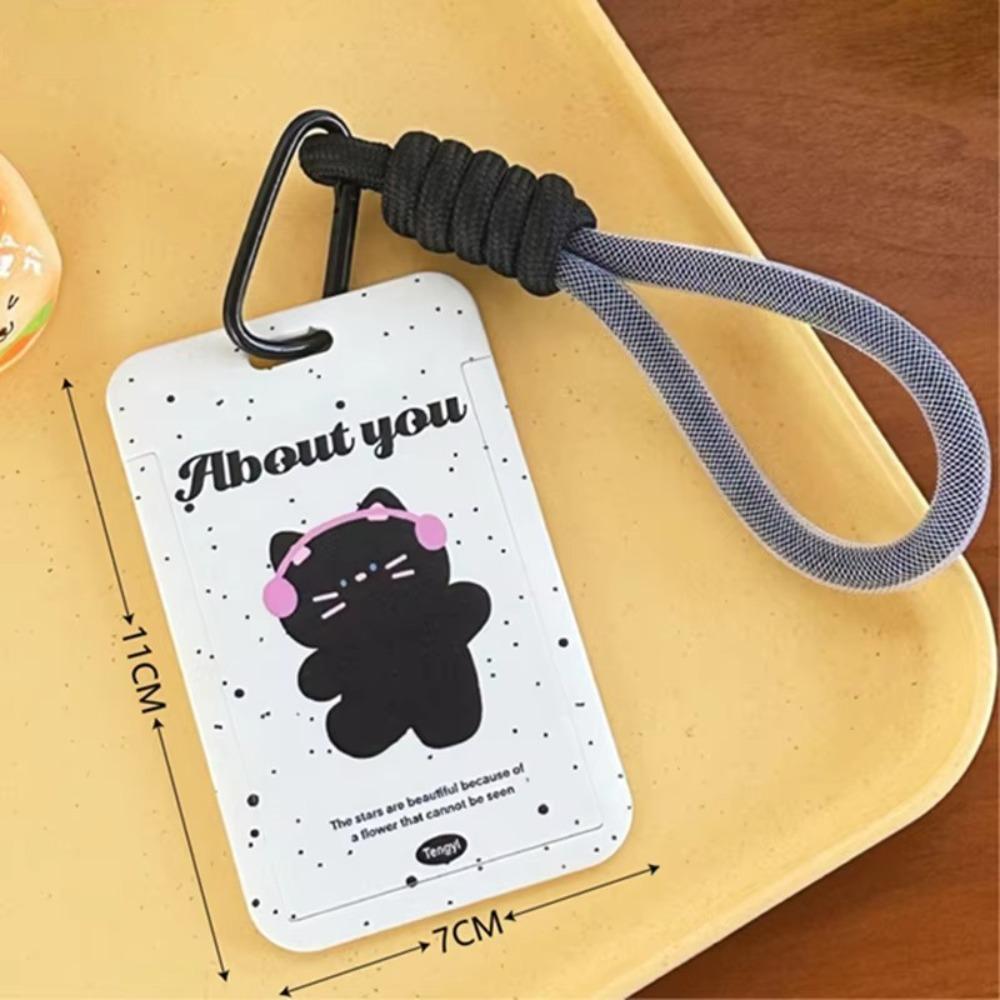 Cute Plastic Card Holder Kawaii Cartoon ID Holders with Lanyard Card Cover Case for Students