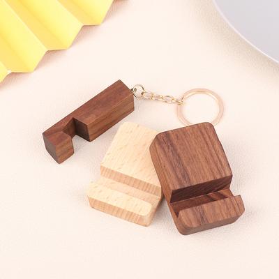 1Pc Simple Universal Portable Solid Wood Cell Phone Racks Key Chain Desk Stand Holder For Mobile Phone Home Accessories