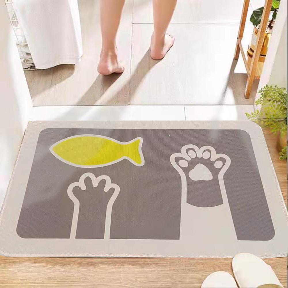 Cartoon Entrance Door Mats, Same Style Cute Pet Mats, Crystal Velvet Bathroom Mats