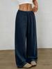 2026 Women's Pure Cotton Loose Solid Color Elastic Waist Wide-Leg Casual Pants