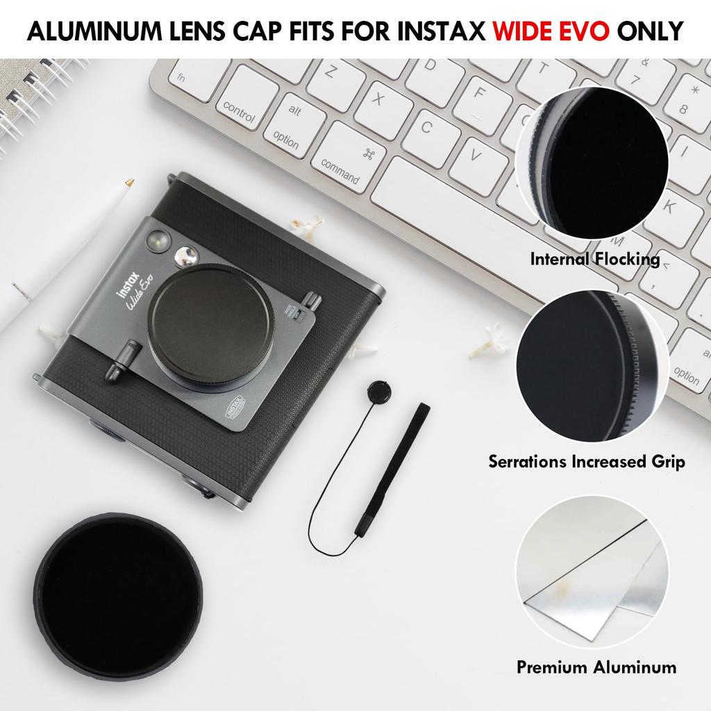 HIYQIN Ochraniacz ekranu i osłona obiektywu dla Fujifilm Instax Wide EVO Hybrid Wide Evo Aluminiowa osłona Hartowany ochraniacz ekranu LCD i folia PET na obiektyw