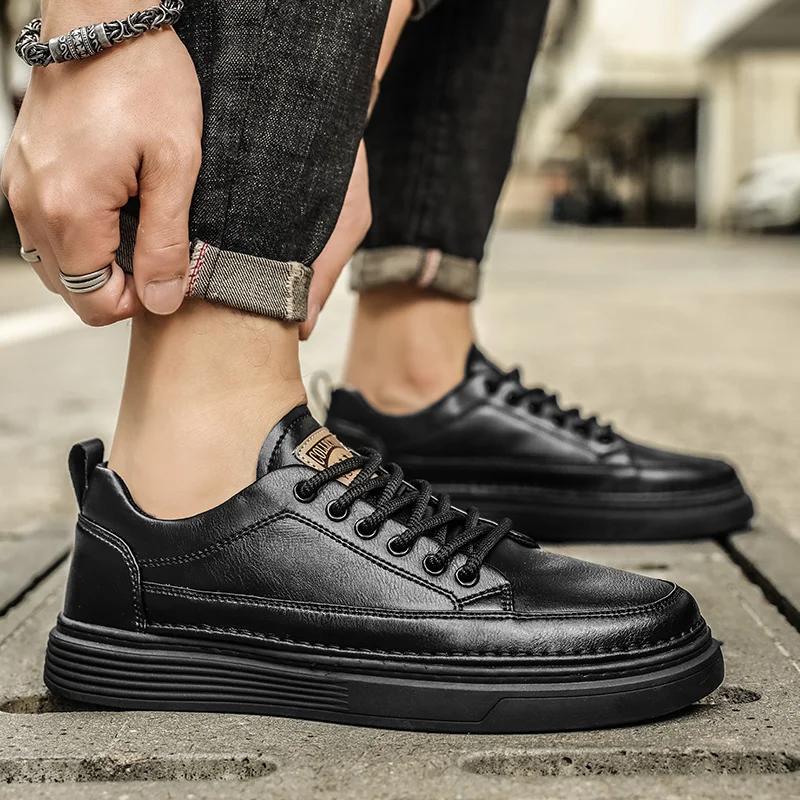 Pantofi bărbați la modă cu șireturi Pantofi casual la modă Pantofi din piele Pantofi de lucru lucrați manual Adidași business casual Pantofi plați pentru bărbați 39-44