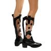 Autumn and Winter New High Boots Women's Large Size Transparent Pentagram Low Square Heel Fashion Women's Boots