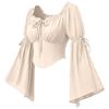 Women's Off-the-Shoulder Blouse with Elastic Neckline Vintage Top for Casual Wear
