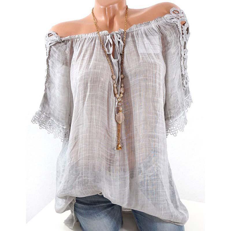 Elegante Blusa T-shirt in Chiffon a Spalle Scoperte da Donna con Design Elegante e Colori Versatili