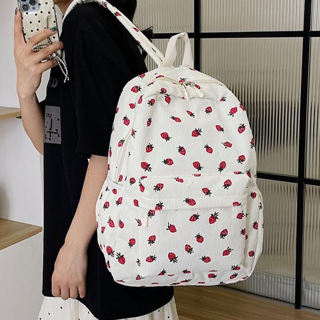 Reiserucksack für Damen und Mädchen Süßer Erdbeer-Rucksack Lässiger Tagesrucksack Schüler Schulrucksack Laptop-Rucksack