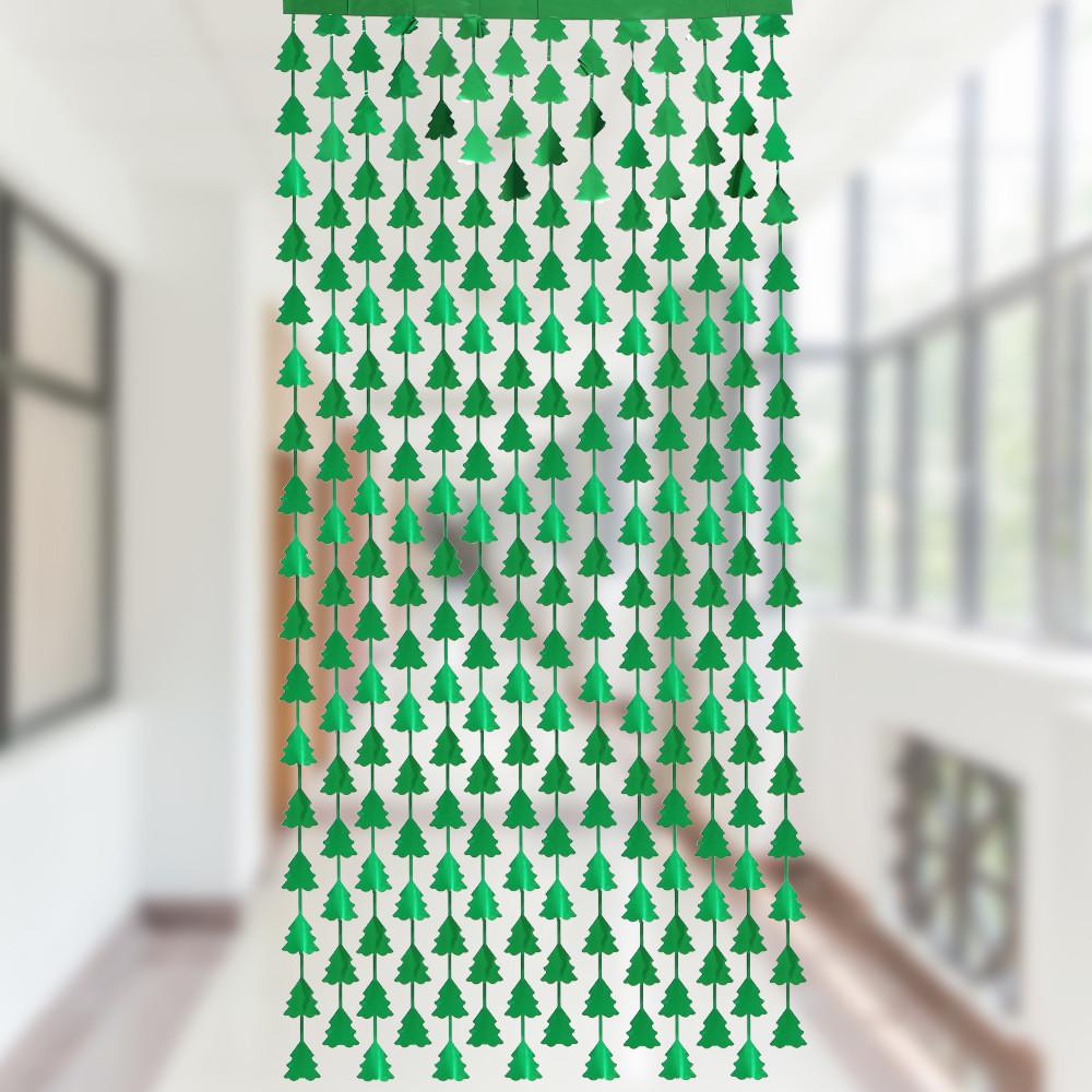 Lush Tree Christmas Tinsel Curtain In Various Colors For Eyecatching Backdrops Party