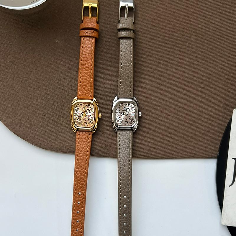 GEDI Woman Watch Elegant Wristwatches Ladies Watches Luxury Vintage Niche Leopard-Print Leather Strap Quartz Watches