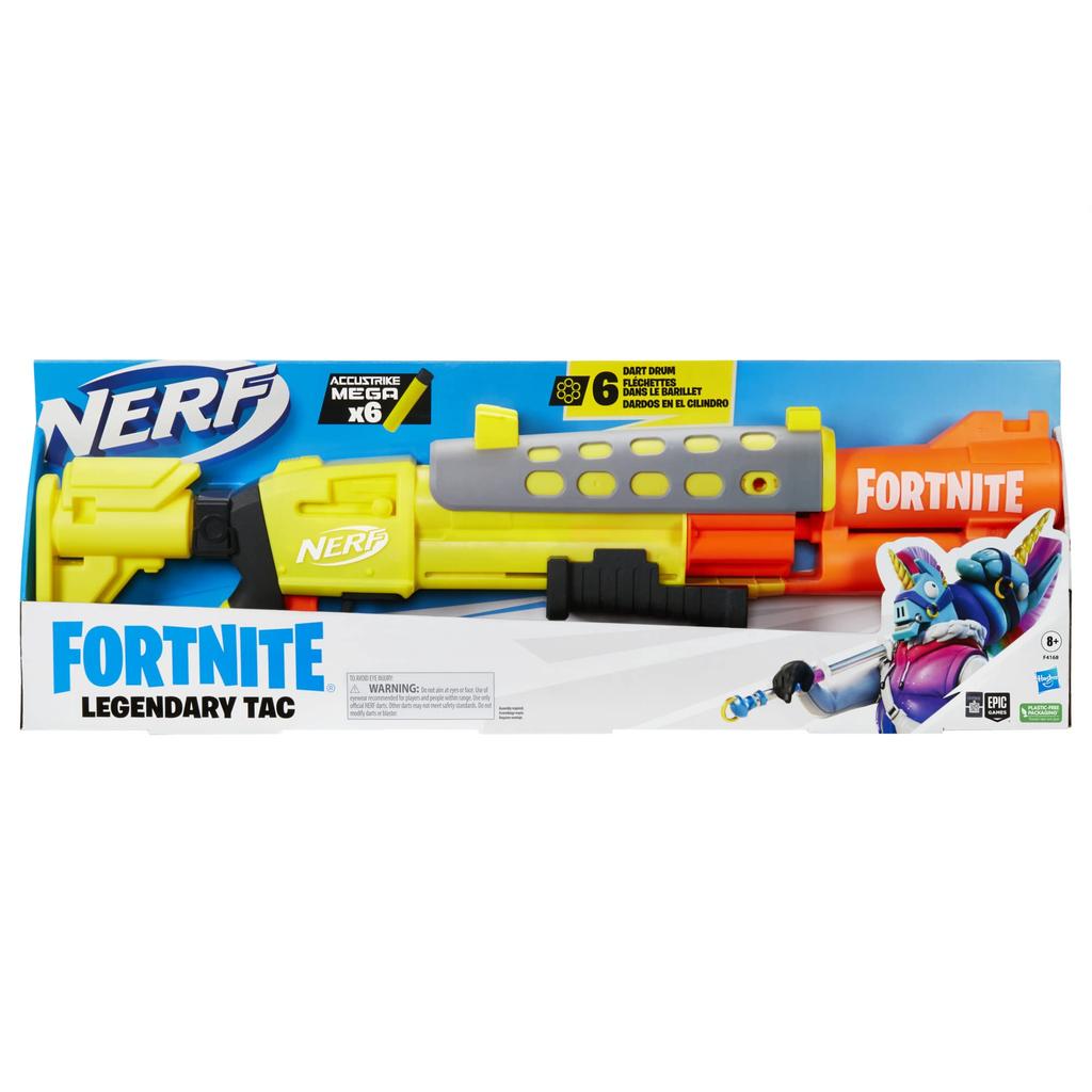 Hasbro Nerf Fortnite Legendinis TAC Strėlės Geltonos Švytinčios Apvyniojimas Apima Mega Būgną ir 6 Nerf Mega Pump Autentiškas Šaudymas Populiari Dovana Berniukams Blasteris,