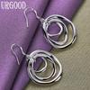 925 Sterling zilveren cirkel hanger oorbellen mode-sieraden