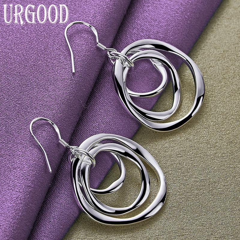 925 Sterling Silber Kreis Anhänger Ohrringe Modeschmuck