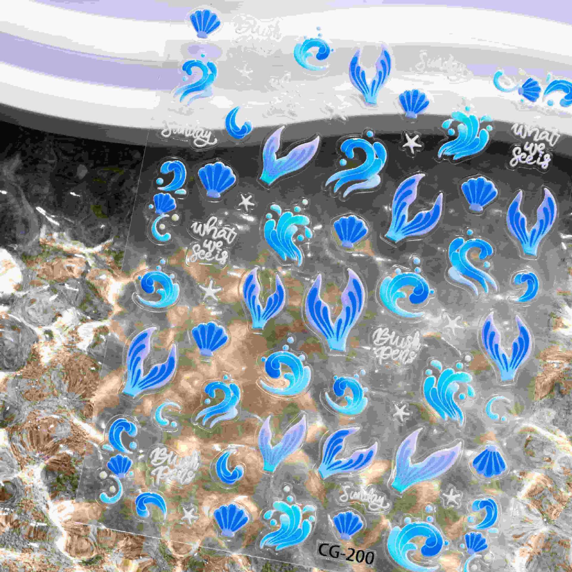 Cyansea Summer Fishtail Wave Jelly Nail Art Stickers CG-200