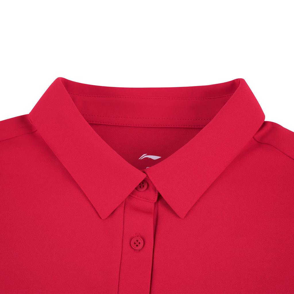 Li Ning Comfortable Breathable Polo Shirt Women Tops Bull-Red APLW242-6