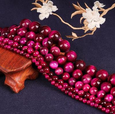 Perline Tonde Occhio di Tigre Rosso Rosa, Perline Sfuse in Pietra Naturale da 4-12 mm per la Creazione di Gioielli