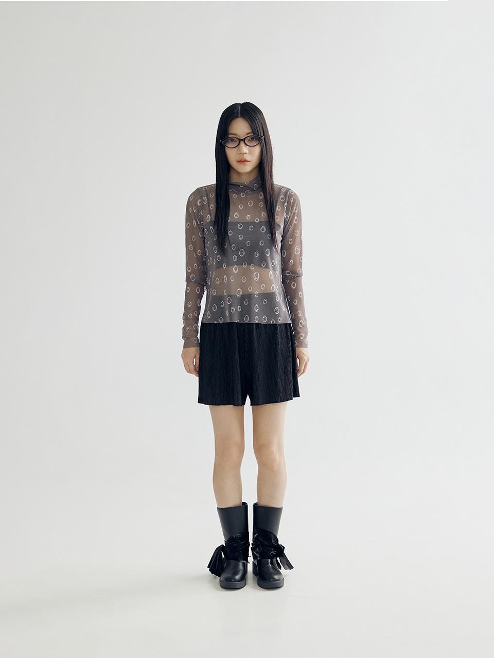 Bomnal Boutique Circle Half Turtleneck T-Shirt _ See-Through Gray See-Through Gray/Free
