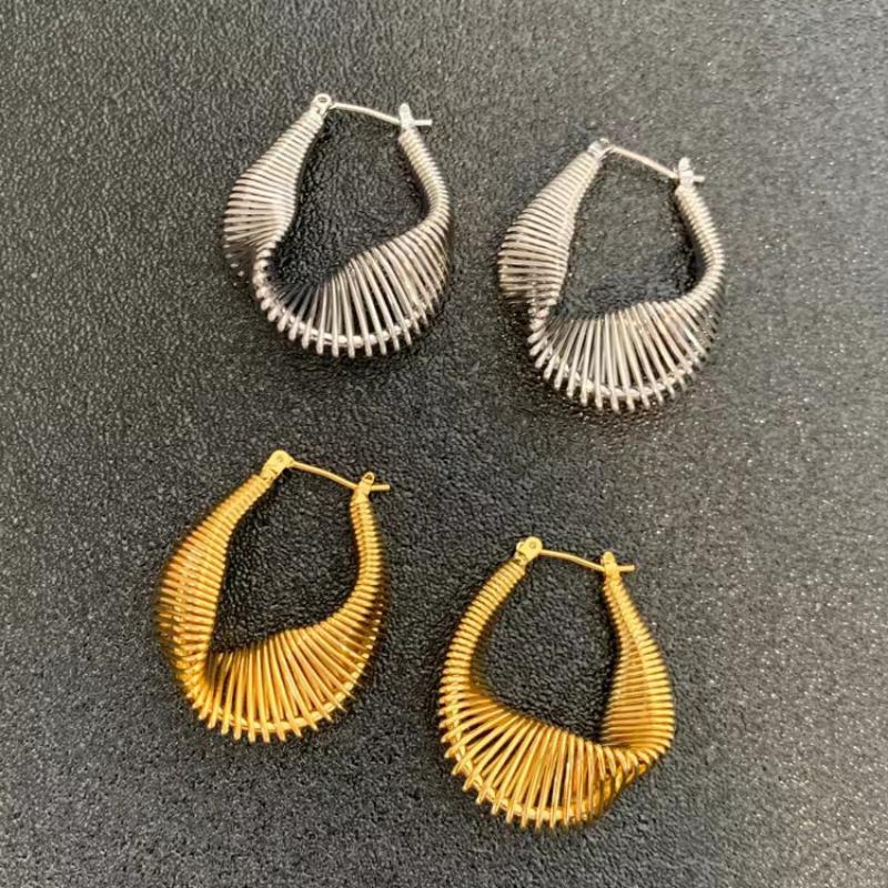 Trendy Design Irregular U-shaped Hoop Earrings for Women Personality Gold Color Stainless Steel Twisted Dangle Earring Jewelry