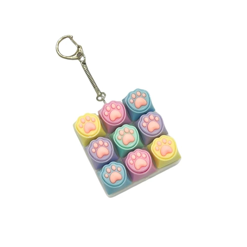 9 Toetsen Decompressie Kattenpoot Toetsenbord Toets Speelgoed Set voor Stressverlichting Leuk Spel Anti-Stress Speelgoed Sleutelhanger voor Jongens Meisjes Volwassenen