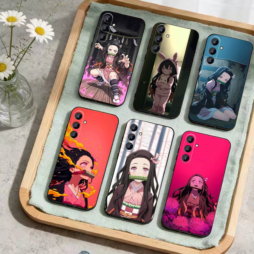 Nezuko P-Kamado Phone Case For Samsung Galaxy A73,21,22,32,71,53,52,51,80,5G Soft Black Cover