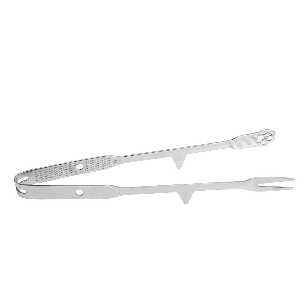 Kitchen Tong with Tip 316 Stainless Steel Anti Slip BBQ Grill Tong with Fork for Steak Meat Vegetables Cooking Serving