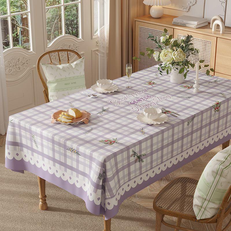 Dining Table Tablecloth Waterproof And Oil-Proof Leave-In Dining Table Mat Rectangular Pvc Dining Table Cloth Light Luxury High-End Coffee Table