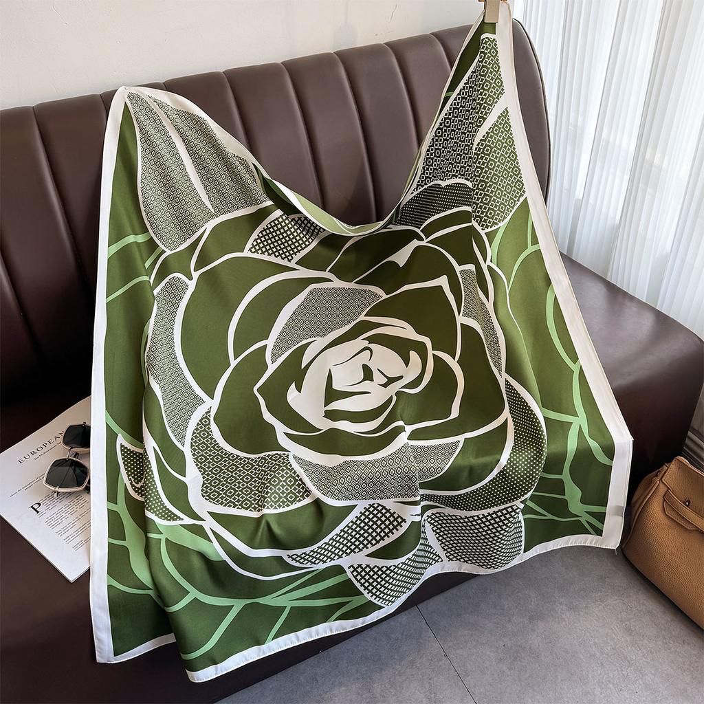 New 90Cm Printed Large Square Scarf Women Spring And Autumn Scarves Twill Silk Headscarf Shawl Female Hijab Luxury