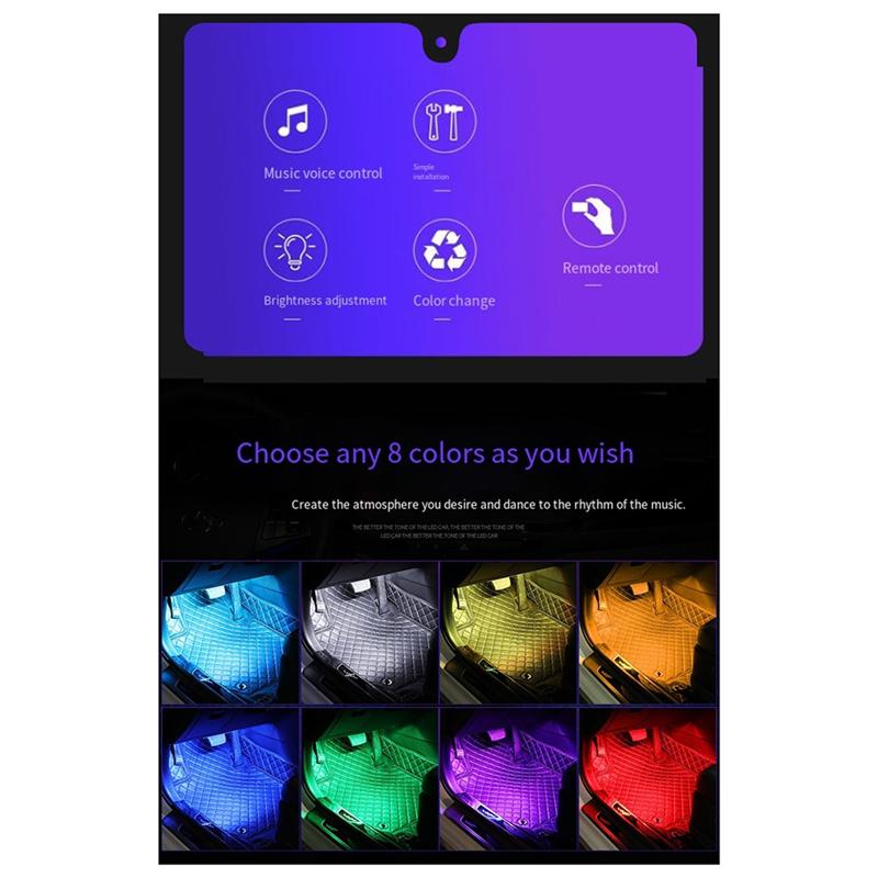 LED Lights For Motorcycle RGB APP Sound Control Moto Backlight Flexible Decoration Light 72