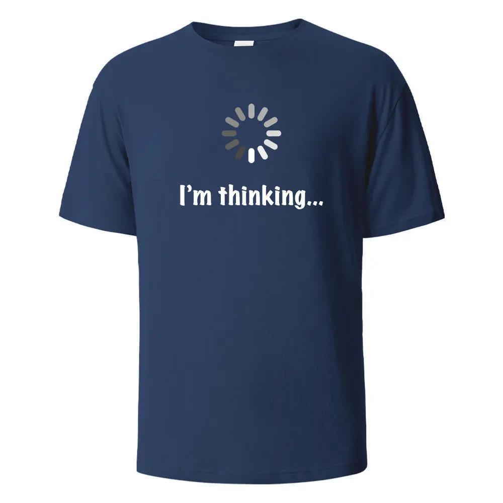 I Am Thinking About Interesting Printed T-shirts Summer Men's and Women's T-shirts Pure Cotton Casual Street Style Tops
