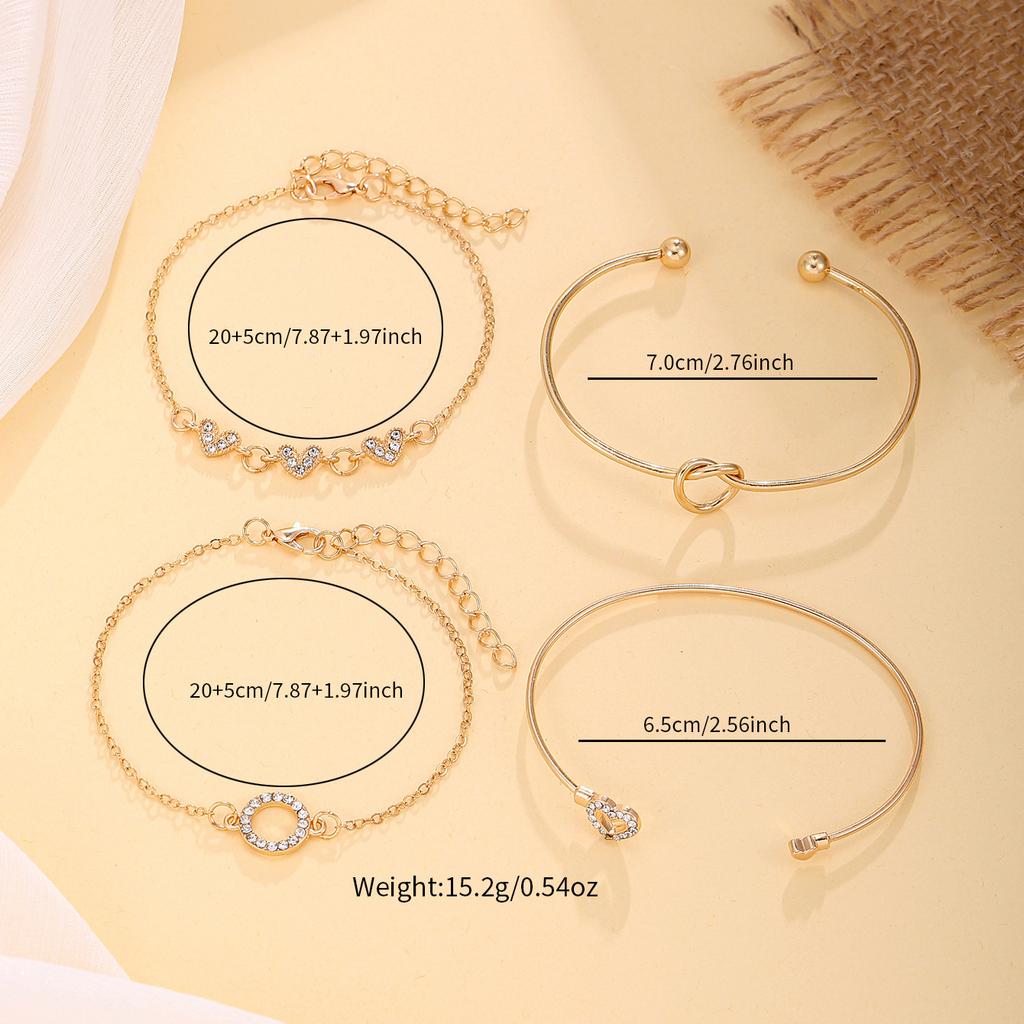 Hot-selling Geometric Hollow Heart-shaped Multi-layer Stacked Winding Bracelet Set Personalized Creative Valentine's Day Jewelry