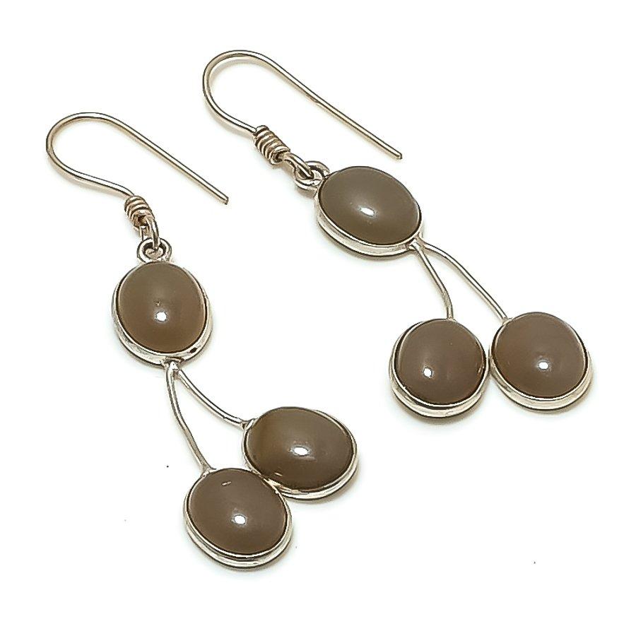 Natural Chalcedony Gemstone Handmade 925 Sterling Silver Earring 2.21 AE-11670
