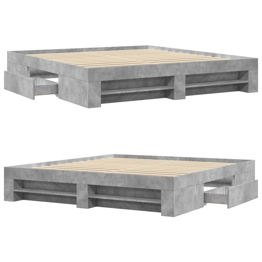 Bed Frame Concrete Grey 200x200 cm Particleboard