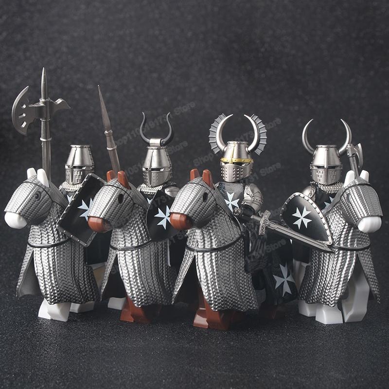 Medieval Knight Serie Figures Building Blocks Warrior Soldiers Guards Lion Heart Hospital Teutonic Knight Battle Pastor Kid Gift